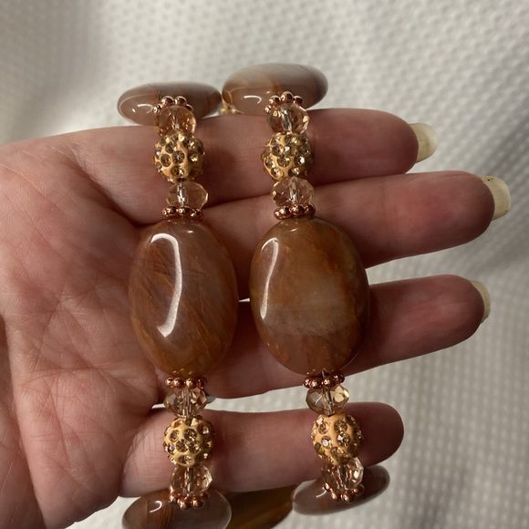 Handcrafted Red Carnelian Agate w/rose gold tone glitter balls Necklace - Picture 5 of 5